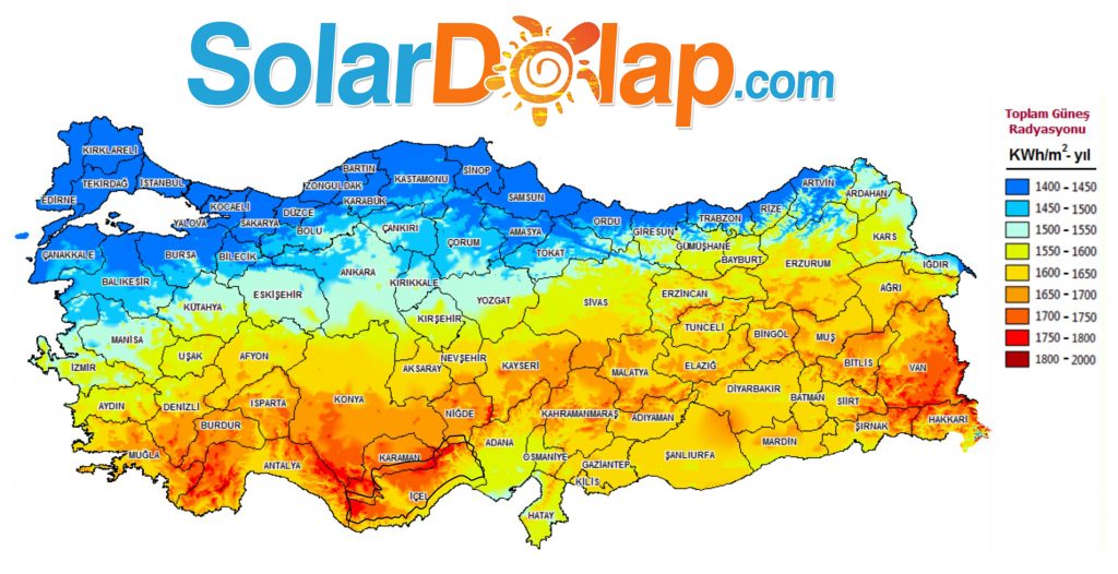 türkiye güneş enerjisi potansiyel haritası